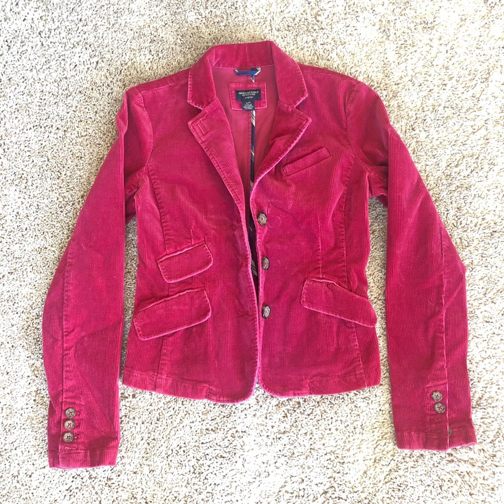 American Eagle 🦅 Raspberry Corduroy Blazer